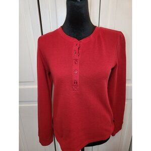 Gap Red Thermal Knit Henley Long Sleeve  S y2K Grunge Valentine's Day Sporty